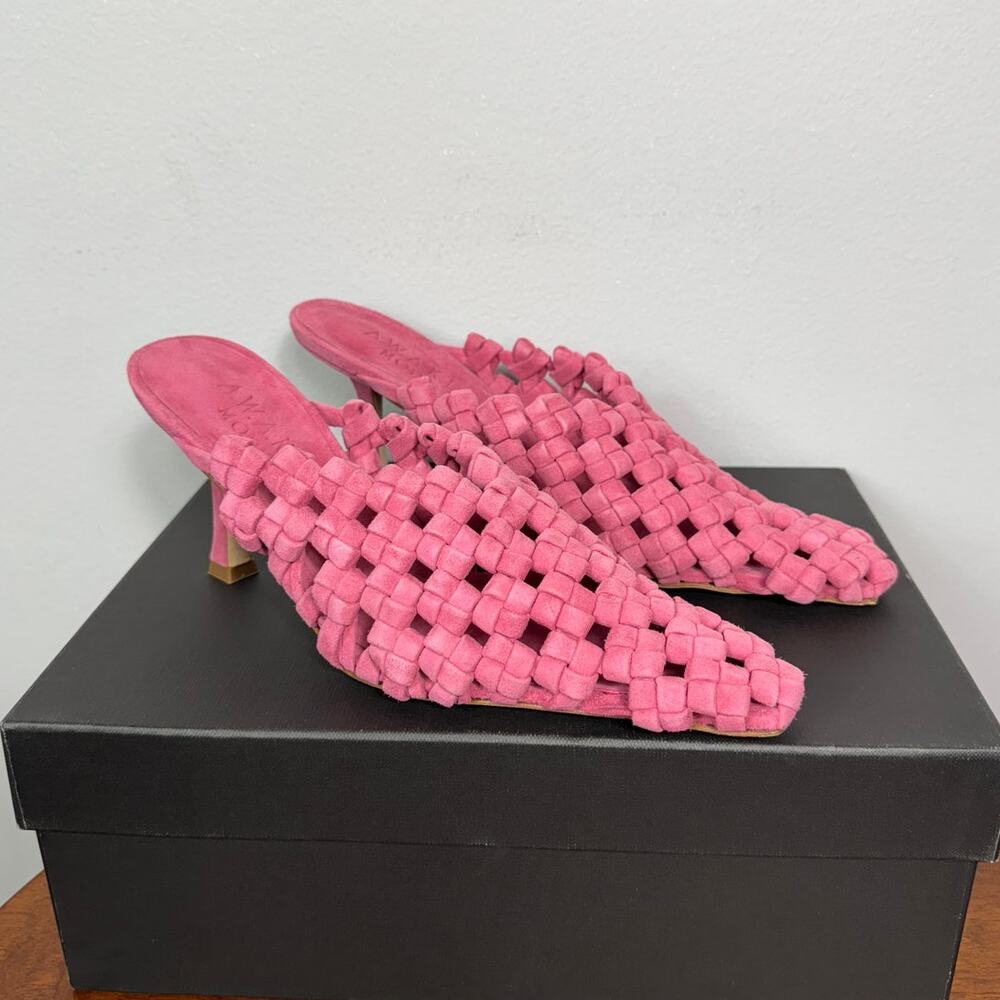New A.W.A.K.E Mode Regina Weaved Mule in Pink Suede Women's Size EU 39 - Picture 2 of 12